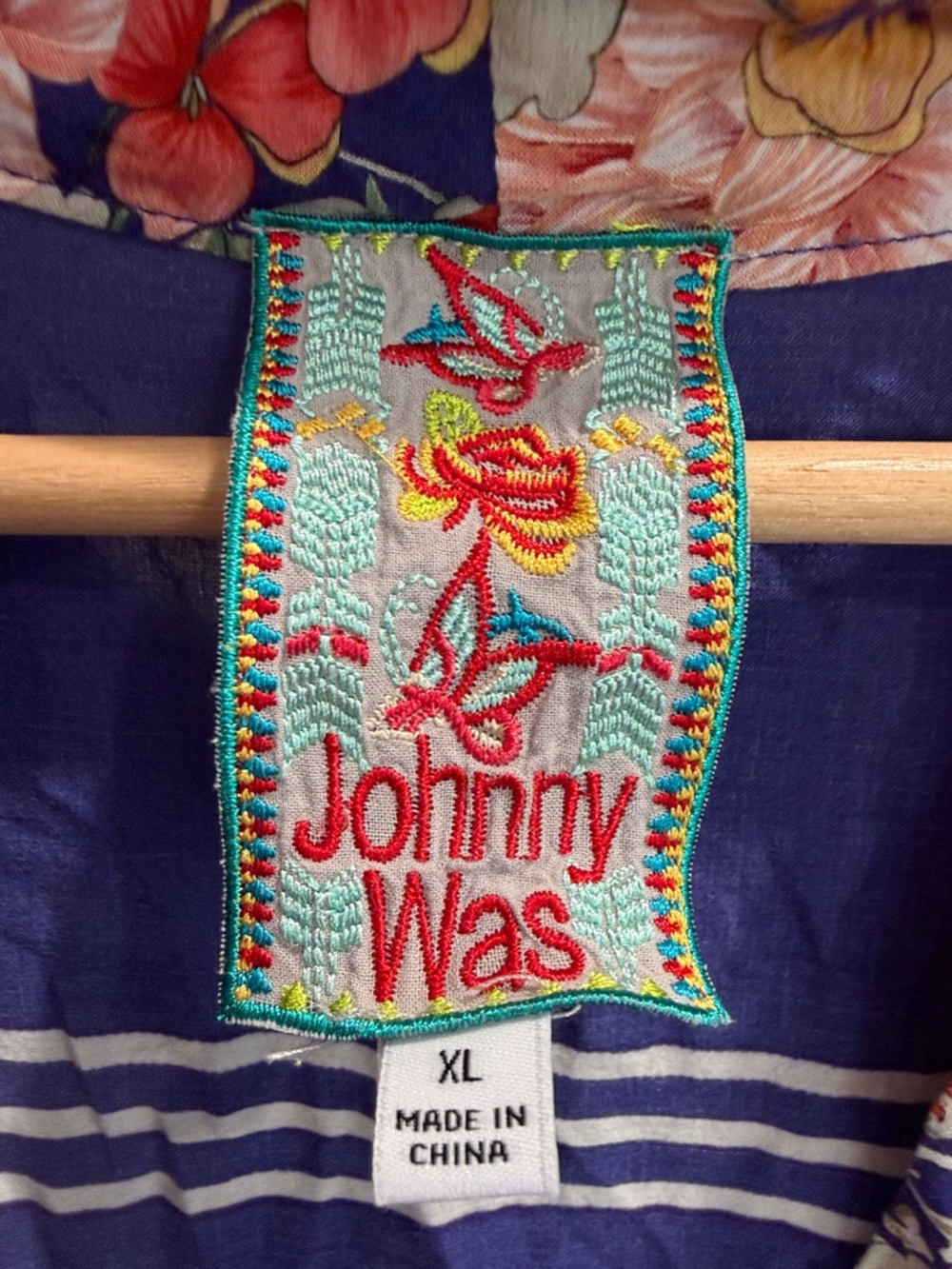 Johnny Was Blue Floral Lightweight Kimono Top - Picture 2 of 4